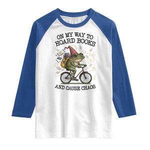 Funny Frog Meme Raglan Shirt On My Way to Hoard Books and Cause Chaos TS14 White Royal Print Your Wear