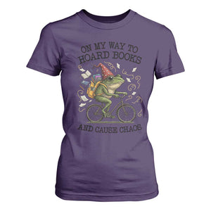 Funny Frog Meme T Shirt For Women On My Way to Hoard Books and Cause Chaos TS14 Purple Print Your Wear