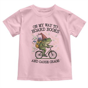 Funny Frog Meme Toddler T Shirt On My Way to Hoard Books and Cause Chaos TS14 Light Pink Print Your Wear