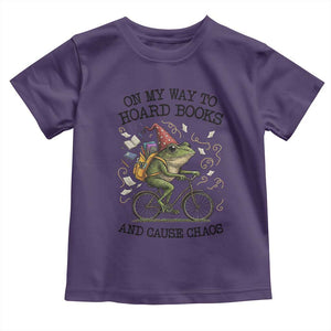 Funny Frog Meme Toddler T Shirt On My Way to Hoard Books and Cause Chaos TS14 Purple Print Your Wear
