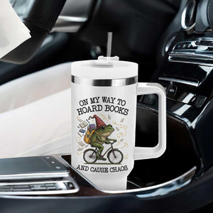 Funny Frog Meme Tumbler With Handle On My Way to Hoard Books and Cause Chaos TS14 Print Your Wear