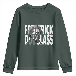 Frederick Douglass Youth Sweatshirt Black History Month TS14 Dark Forest Green Print Your Wear