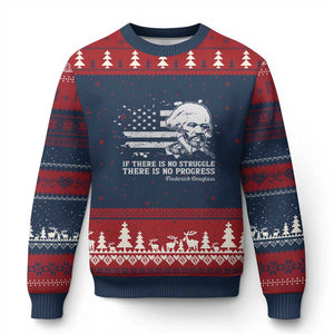 Frederick Douglass Quote Ugly Christmas Sweater Is There Is No Struggle There Is No Progress TS14 Navy Red Print Your Wear