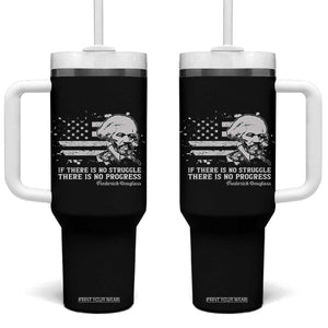 Frederick Douglass Quote Tumbler With Handle Is There Is No Struggle There Is No Progress TS14 One Size: 40 oz Black Print Your Wear