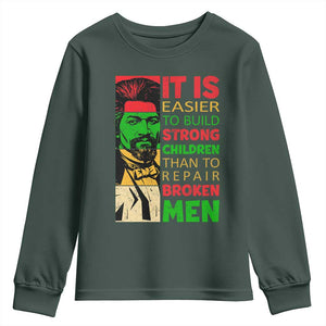 Frederick Douglass Pride Quote Youth Sweatshirt Black History Month TS14 Dark Forest Green Print Your Wear