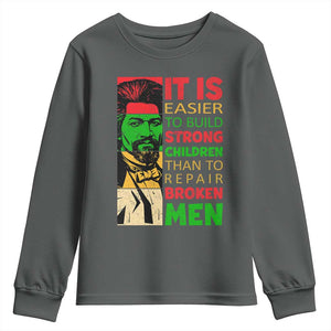 Frederick Douglass Pride Quote Youth Sweatshirt Black History Month TS14 Dark Heather Print Your Wear