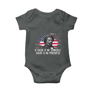 Frederick Douglass American Flag Baby Onesie Is There Is No Struggle There Is No Progress TS14 Dark Heather Print Your Wear