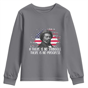 Frederick Douglass American Flag Youth Sweatshirt Is There Is No Struggle There Is No Progress TS14 Charcoal Print Your Wear