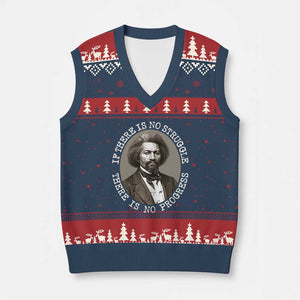 Frederick Douglass Pride Quote V-Neck Knit Sweater Vest Is There Is No Struggle There Is No Progress TS14 Navy Red Print Your Wear