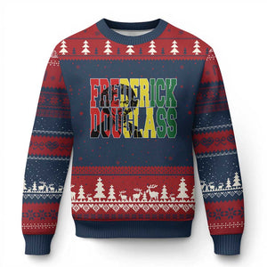 Frederick Douglass Ugly Christmas Sweater Pan African Flag Black History Month TS14 Navy Red Print Your Wear