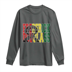 Frederick Douglass Long Sleeve Shirt Pan African Flag Black History Month TS14 Dark Heather Print Your Wear
