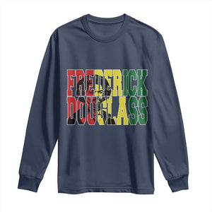 Frederick Douglass Long Sleeve Shirt Pan African Flag Black History Month TS14 Navy Print Your Wear