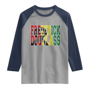 Frederick Douglass Raglan Shirt Pan African Flag Black History Month TS14 Sport Gray Navy Print Your Wear