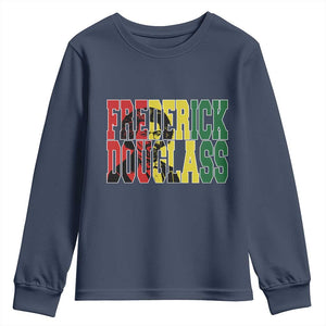 Frederick Douglass Youth Sweatshirt Pan African Flag Black History Month TS14 Navy Print Your Wear