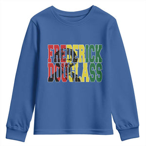 Frederick Douglass Youth Sweatshirt Pan African Flag Black History Month TS14 Royal Blue Print Your Wear