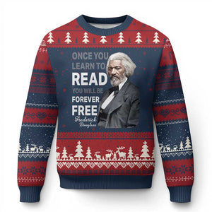 Frederick Douglass Freedom Quote Ugly Christmas Sweater Once You Learn to Read TS14 Navy Red Print Your Wear