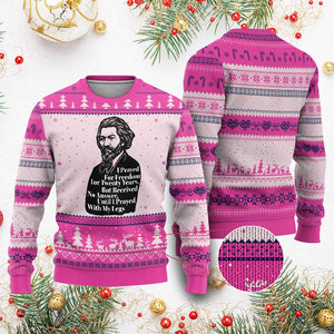 Frederick Douglass Inspirational Quote Ugly Christmas Sweater Black History Month TS14 Hot Pink Print Your Wear