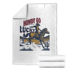 Howdy Go Lucky Throw Blanket Funny Cowboy St Patrick's Day TS14 White Print Your Wear