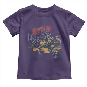 Howdy Go Lucky Toddler T Shirt Funny Cowboy St Patrick's Day TS14 Purple Print Your Wear
