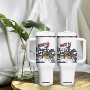 Howdy Go Lucky Tumbler With Handle Funny Cowboy St Patrick's Day TS14 Print Your Wear