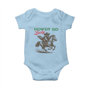 Howdy Go Lucky Baby Onesie Cowboy Raccoon St Patrick's Day TS14 Light Blue Print Your Wear