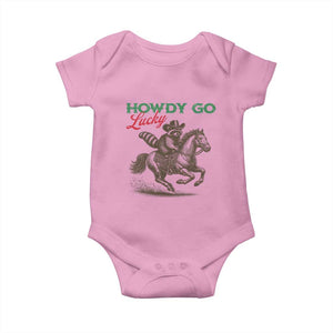 Howdy Go Lucky Baby Onesie Cowboy Raccoon St Patrick's Day TS14 Light Pink Print Your Wear