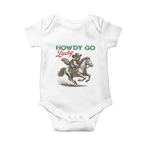 Howdy Go Lucky Baby Onesie Cowboy Raccoon St Patrick's Day TS14 White Print Your Wear