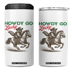 Howdy Go Lucky 4 in 1 Can Cooler Tumbler Cowboy Raccoon St Patrick's Day TS14 One Size: 16 oz White Print Your Wear