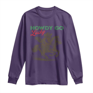Howdy Go Lucky Long Sleeve Shirt Cowboy Raccoon St Patrick's Day TS14 Purple Print Your Wear