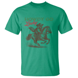 Howdy Go Lucky T Shirt Cowboy Raccoon St Patrick's Day TS14 Irish Green Print Your Wear