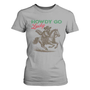 Howdy Go Lucky T Shirt For Women Cowboy Raccoon St Patrick's Day TS14 Sport Gray Print Your Wear