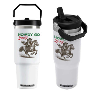 Howdy Go Lucky Flip Straw Tumbler Cowboy Raccoon St Patrick's Day TS14 One Size: 30 oz White Print Your Wear