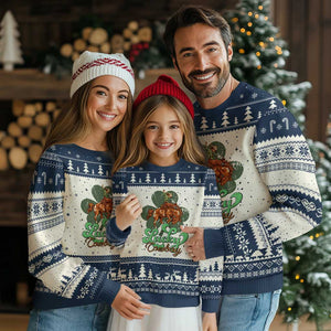 Lucky Cowboy Western Ugly Christmas Sweater Funny St Patrick's Day TS14 Beige Navy Print Your Wear