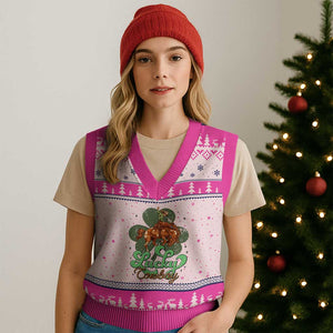 Lucky Cowboy Western V-Neck Knit Sweater Vest Funny St Patrick's Day TS14 Hot Pink Print Your Wear