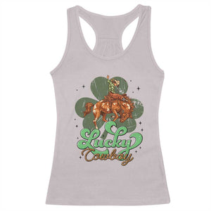 Lucky Cowboy Western Racerback Tank Top Funny St Patrick's Day TS14 Ice Gray Print Your Wear
