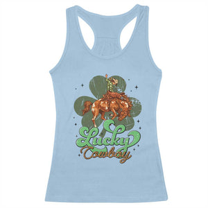 Lucky Cowboy Western Racerback Tank Top Funny St Patrick's Day TS14 Light Blue Print Your Wear