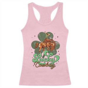 Lucky Cowboy Western Racerback Tank Top Funny St Patrick's Day TS14 Light Pink Print Your Wear