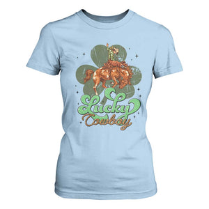 Lucky Cowboy Western T Shirt For Women Funny St Patrick's Day TS14 Light Blue Print Your Wear