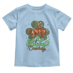 Lucky Cowboy Western Toddler T Shirt Funny St Patrick's Day TS14 Light Blue Print Your Wear