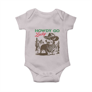 Howdy Go Lucky Baby Onesie Funny Corgi St Patrick's Day TS14 Ice Gray Print Your Wear