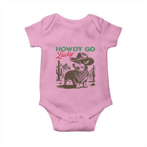 Howdy Go Lucky Baby Onesie Funny Corgi St Patrick's Day TS14 Light Pink Print Your Wear