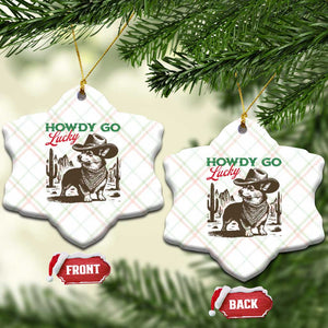 Howdy Go Lucky Ceramic Ornament Funny Corgi St Patrick's Day TS14 Print Your Wear