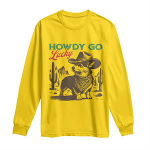 Howdy Go Lucky Long Sleeve Shirt Funny Corgi St Patrick's Day TS14 Daisy Print Your Wear