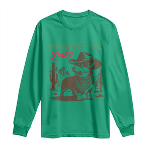 Howdy Go Lucky Long Sleeve Shirt Funny Corgi St Patrick's Day TS14 Irish Green Print Your Wear