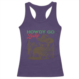 Howdy Go Lucky Racerback Tank Top Funny Corgi St Patrick's Day TS14 Purple Print Your Wear