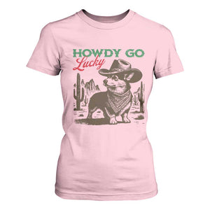 Howdy Go Lucky T Shirt For Women Funny Corgi St Patrick's Day TS14 Light Pink Print Your Wear