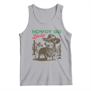 Howdy Go Lucky Tank Top Funny Corgi St Patrick's Day TS14 Athletic Heather Print Your Wear