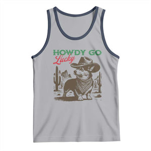 Howdy Go Lucky Tank Top Funny Corgi St Patrick's Day TS14 Athletic Heather Navy Print Your Wear