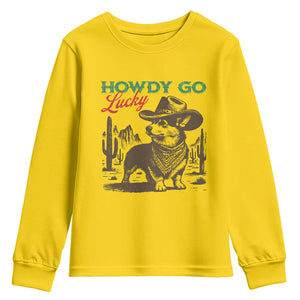 Howdy Go Lucky Youth Sweatshirt Funny Corgi St Patrick's Day TS14 Daisy Print Your Wear