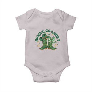 Howdy Go Lucky Baby Onesie Green Cowboy Boots St Patrick's Day TS14 Ice Gray Print Your Wear